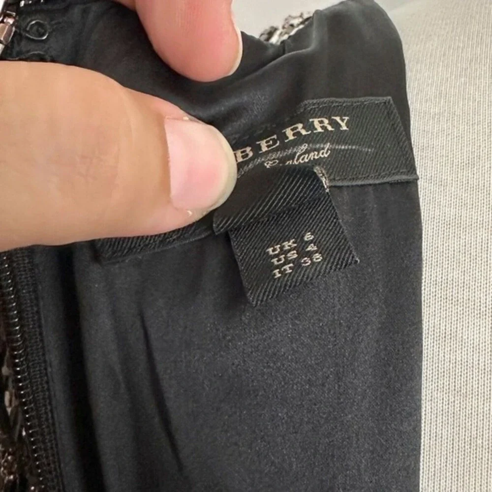 Burberry Silver Fringe Beaded Dress Cocktail Party Mini‎ Size 4 - Picture 7 of 11